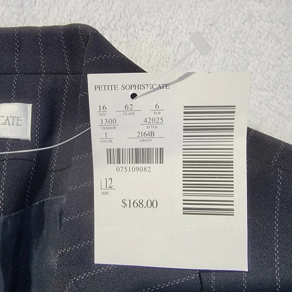 NWT Petite Sophisticate Classic Black Pinstripe 4 Button Blazer Jacket Size 12P - Picture 6 of 12